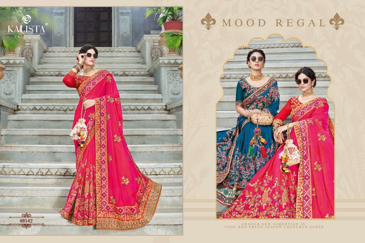 kalista nagma gold series 48537-48542 heavy silk saree