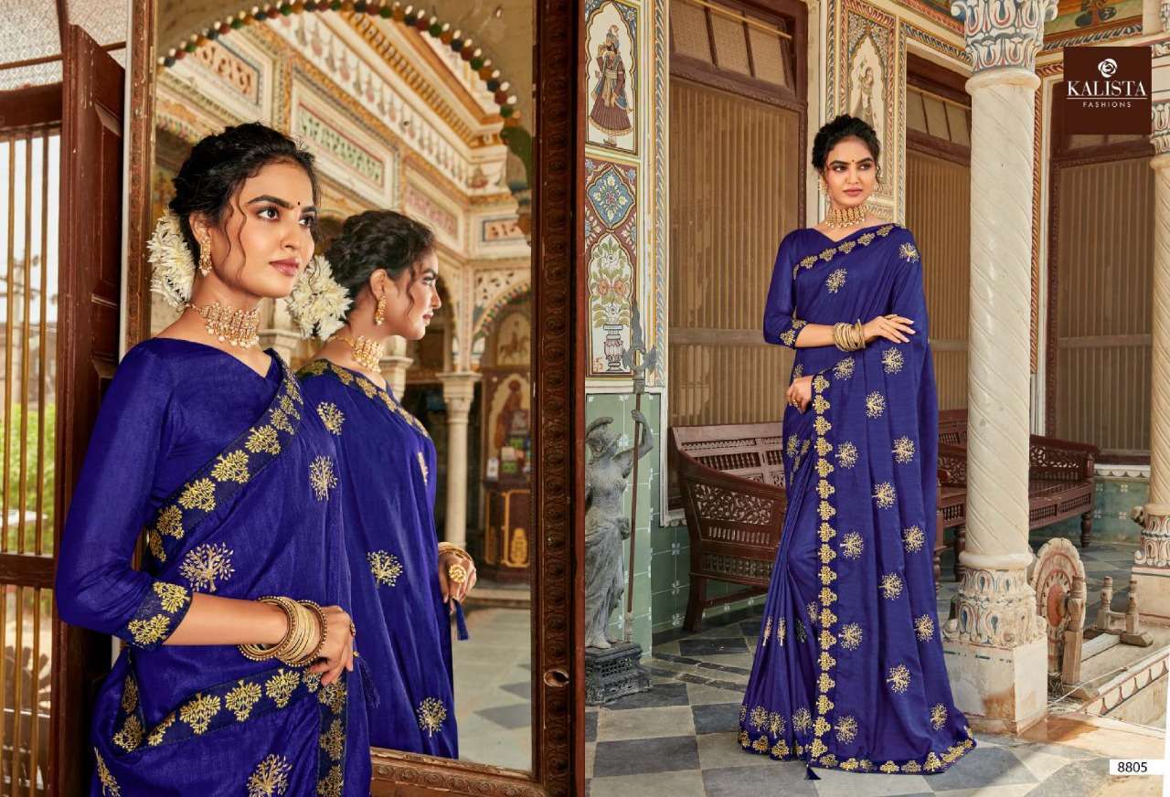 kalista superhit series 8801-8808 pure vichitra silk saree
