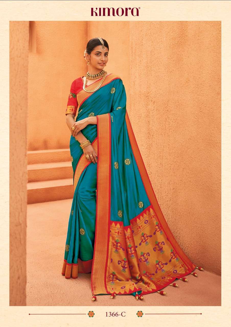 KIMORA FASHION SUNHERI 1366 COLORS EXCLUSIVE SILK SAREE FOR FESTIVE COLLECTION