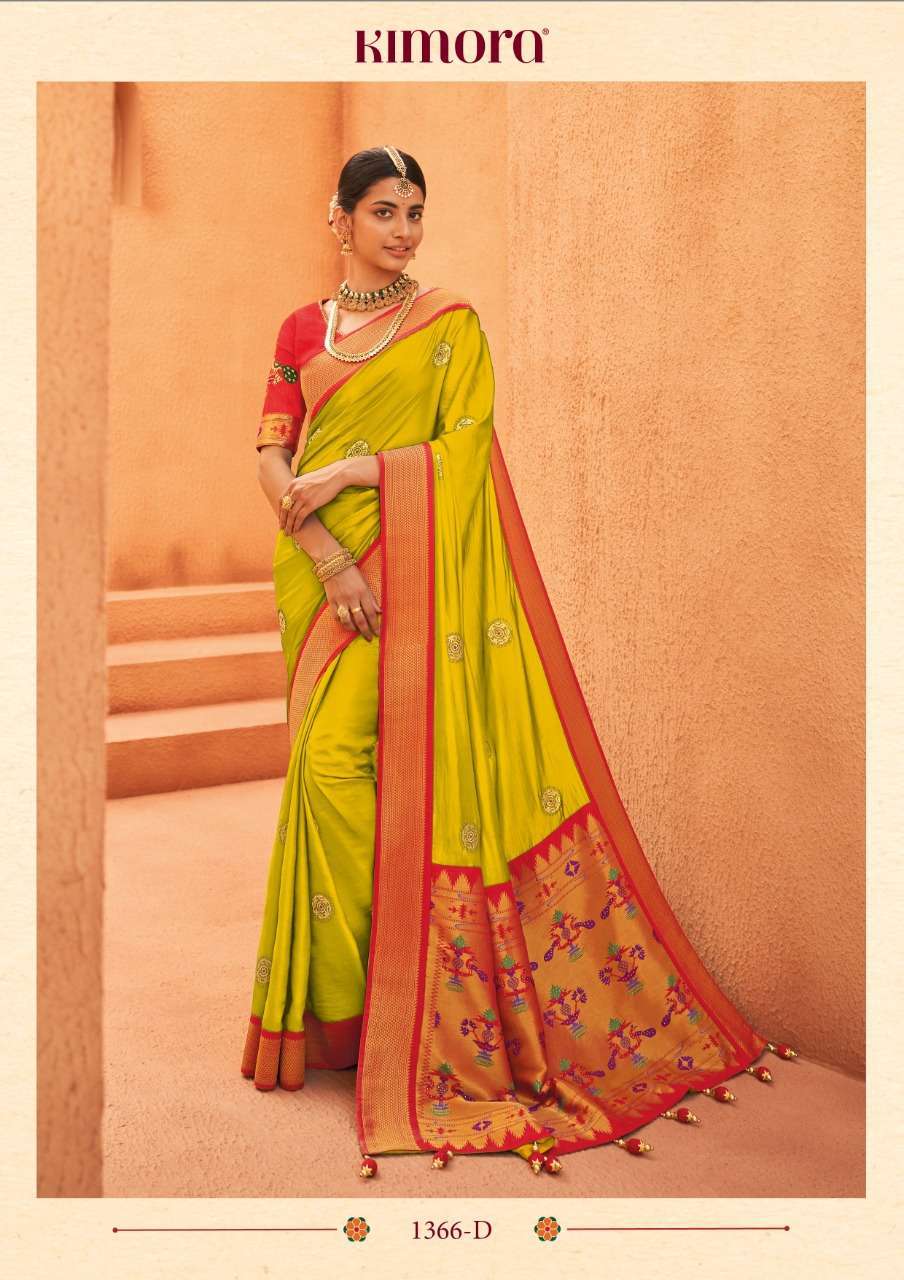KIMORA FASHION SUNHERI 1366 COLORS EXCLUSIVE SILK SAREE FOR FESTIVE COLLECTION