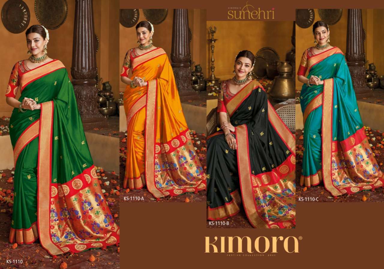 KIMORA SUNEHRI DESIGN 1110 COLORS SILK RICH LOOK PARTY WEAR SARIS