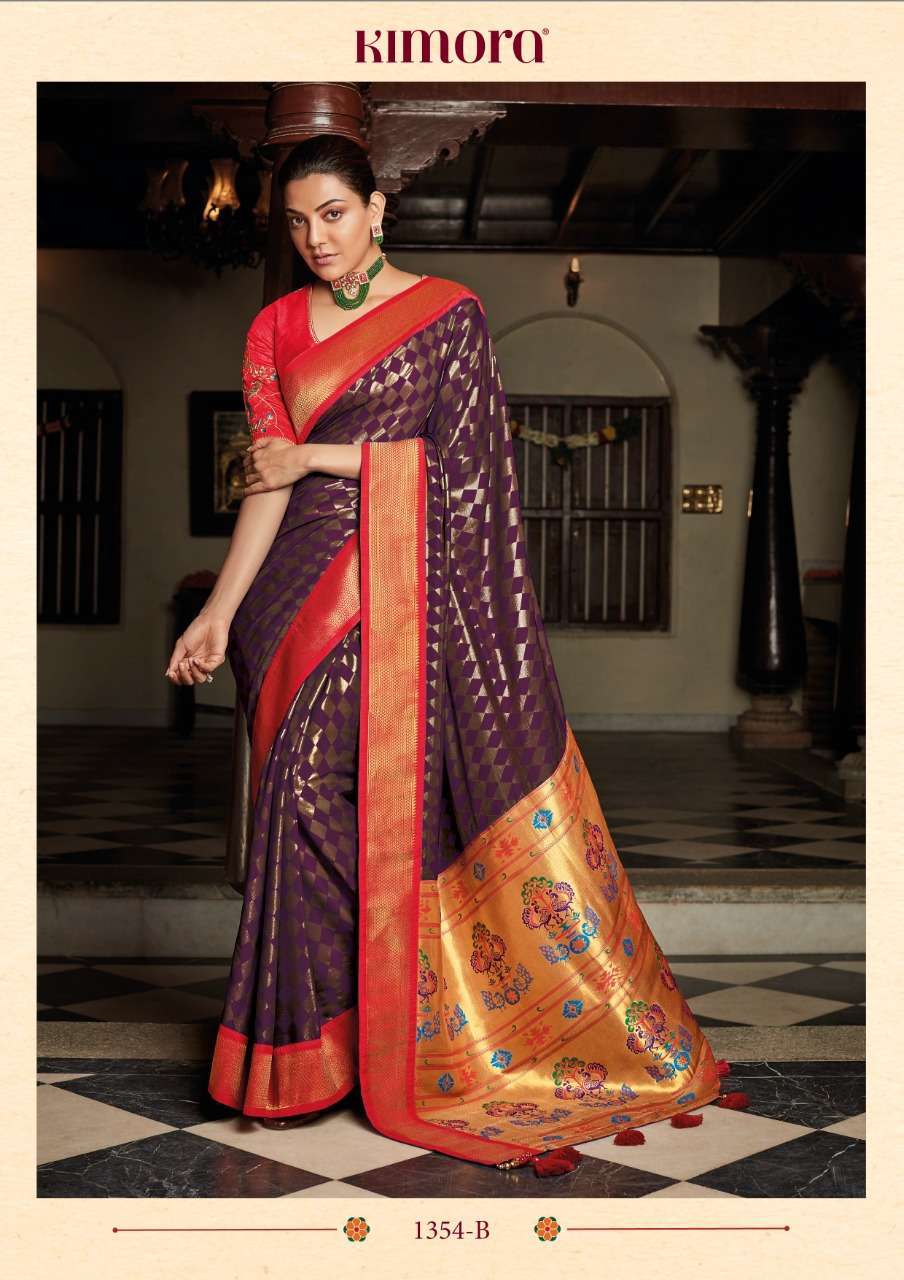 KIMORA SUNHERI 1354 COLORS ELEGANT LOOK SILK SARIS EXPORTS