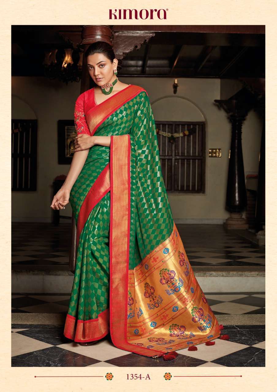 KIMORA SUNHERI 1354 COLORS ELEGANT LOOK SILK SARIS EXPORTS