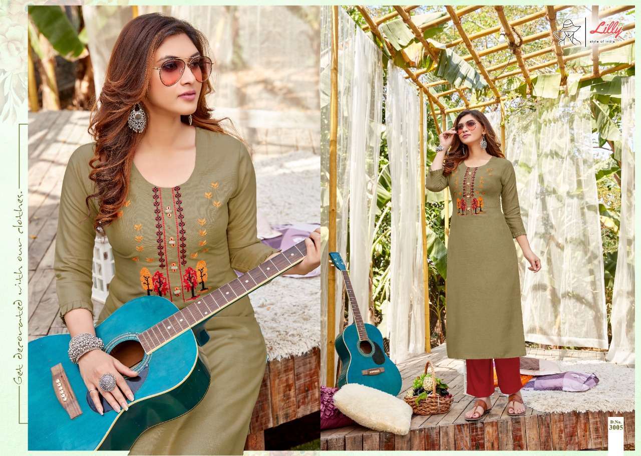 lilly ovi series 3001-3009 Heavy Rayon with handwork work tesla work kurti