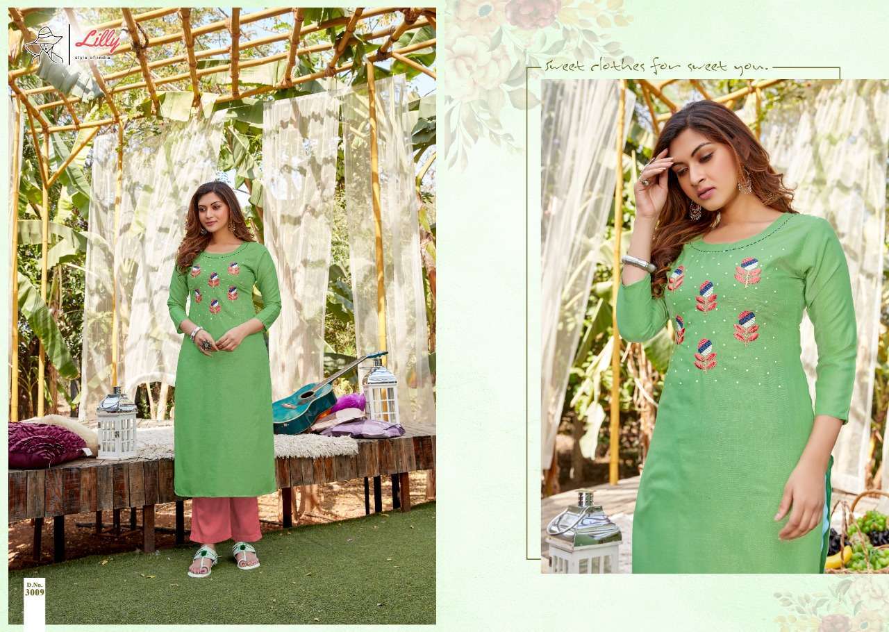 lilly ovi series 3001-3009 Heavy Rayon with handwork work tesla work kurti