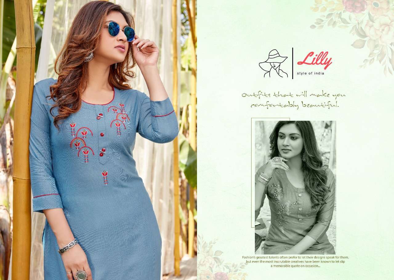 lilly ovi series 3001-3009 Heavy Rayon with handwork work tesla work kurti