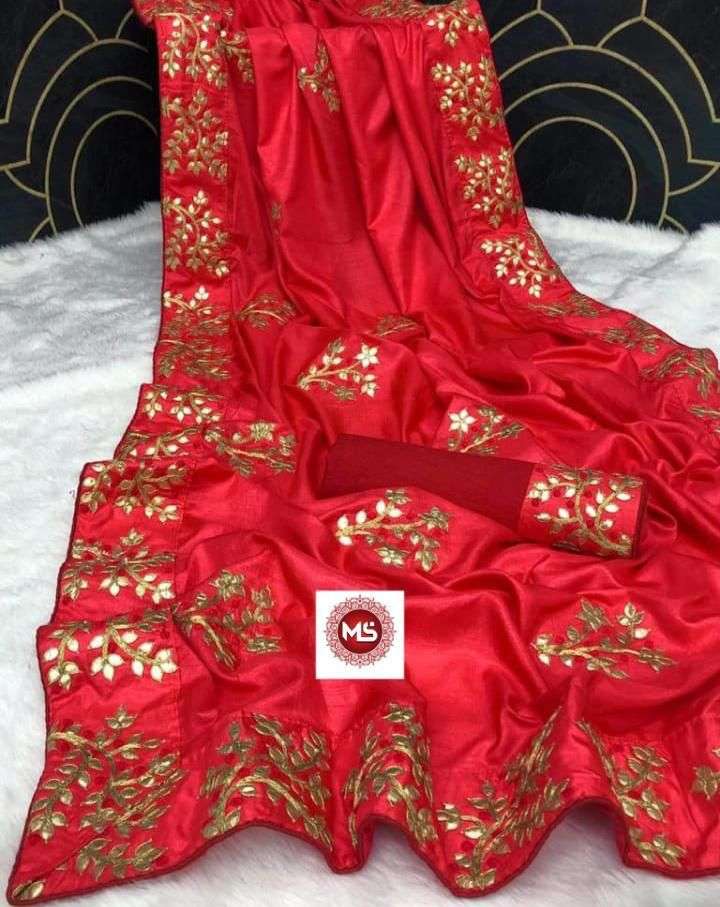 MS BRAND SAREE DESIGNER DOLA SILK GOTTA BORDER SAREE 