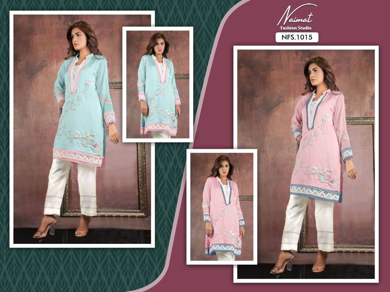 naimat fashion nfs 1015 Pure Georgette Tunic with designer Hand Work & Lace Work 