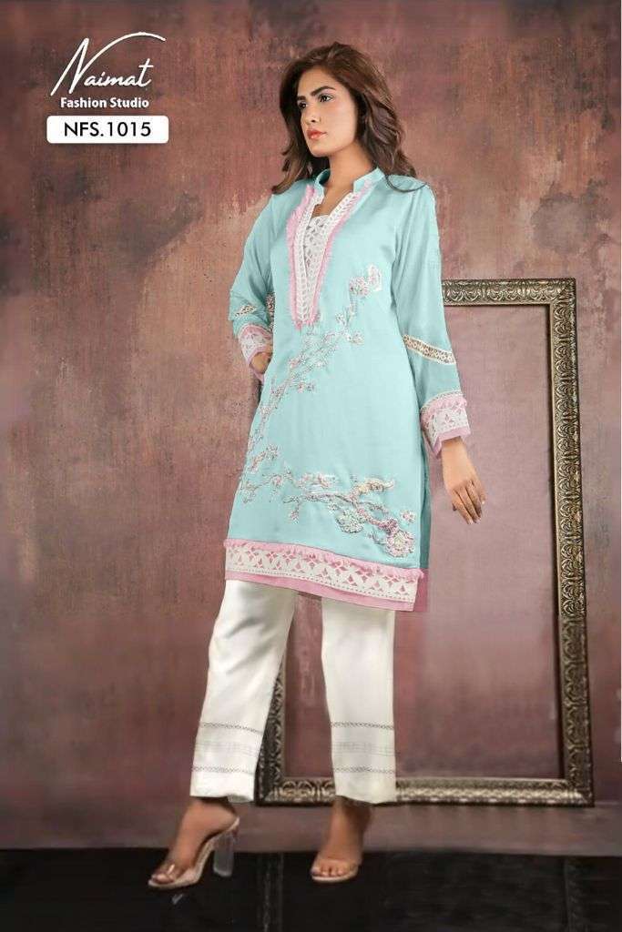 naimat fashion nfs 1015 Pure Georgette Tunic with designer Hand Work & Lace Work 
