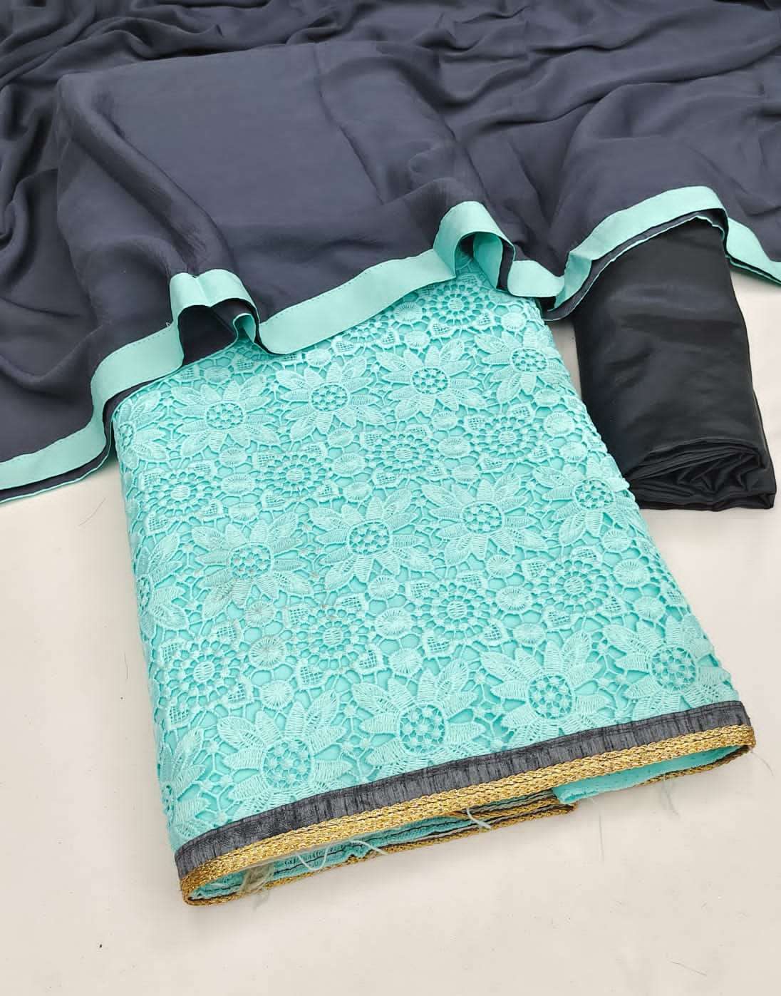 NAVRATRI SPECIAL GEORGETTE CROCHET SIFFLY WORK NON CATALOG SUIT
