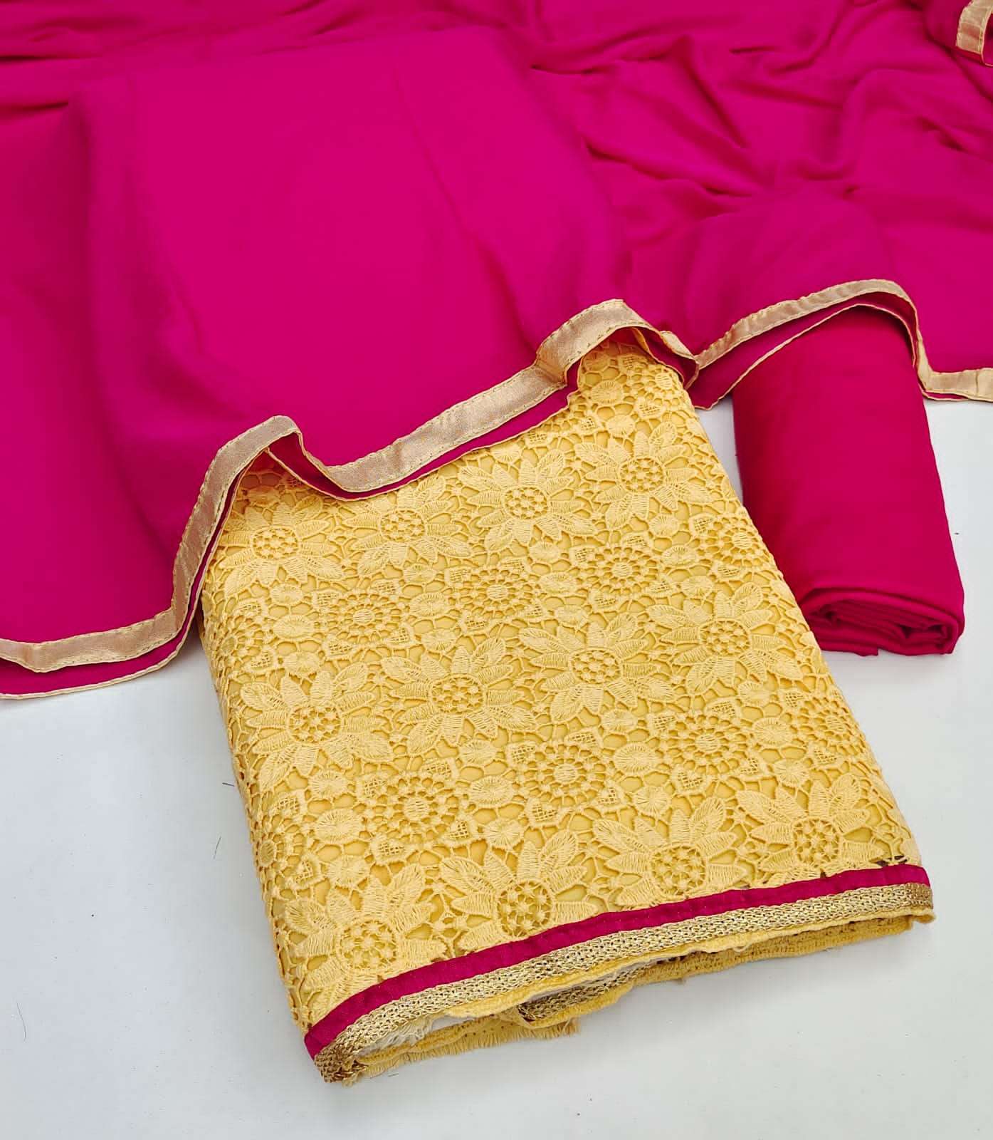 NAVRATRI SPECIAL GEORGETTE CROCHET SIFFLY WORK NON CATALOG SUIT