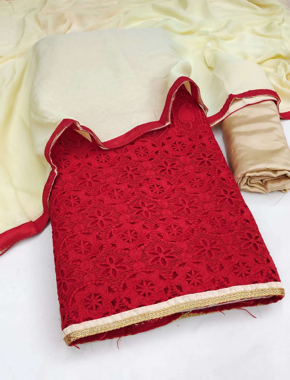 NAVRATRI SPECIAL GEORGETTE CROCHET SIFFLY WORK NON CATALOG SUIT