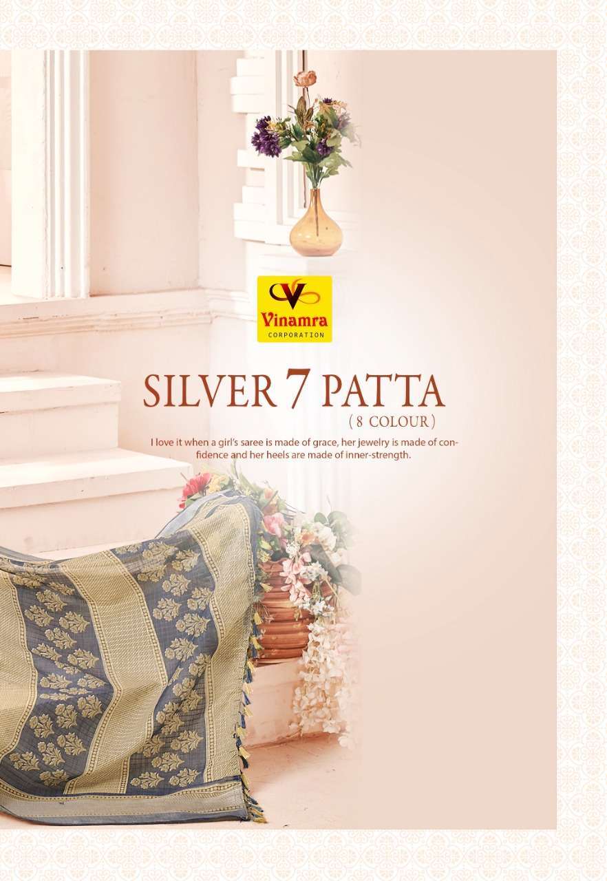 vinamra corporation silver 7 patta series 109 cotton zari silver patta saree