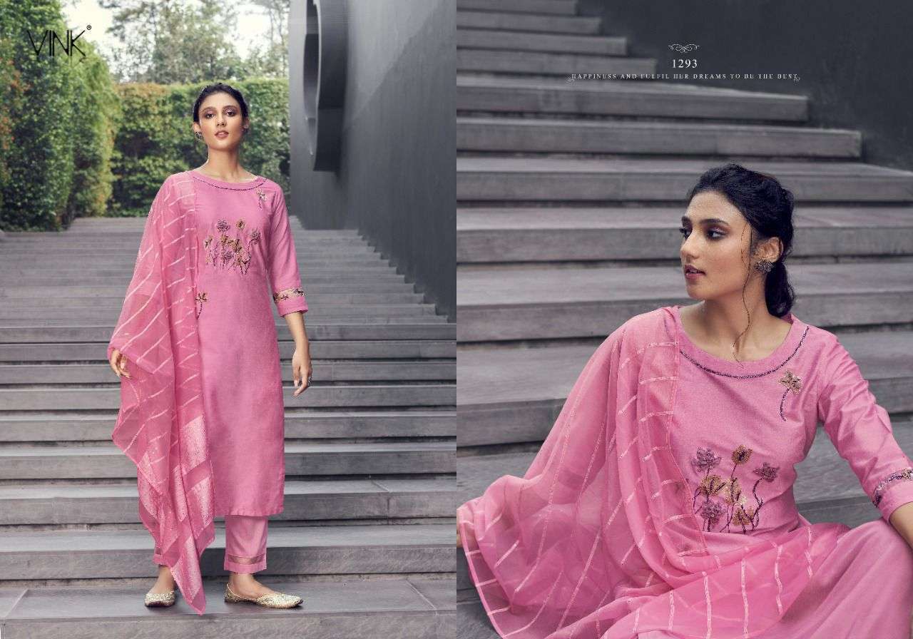 vink victoria series 1291-1296 applique organza handwork silk suit 