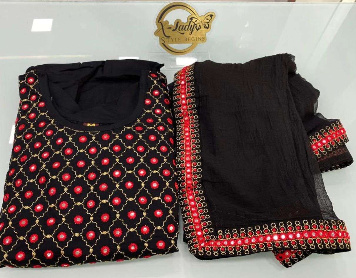 X-LADY 2 COLORS DESIGNER PREMIUM HEAVY RAYON SLUB KURTI WITH DUPATTA 