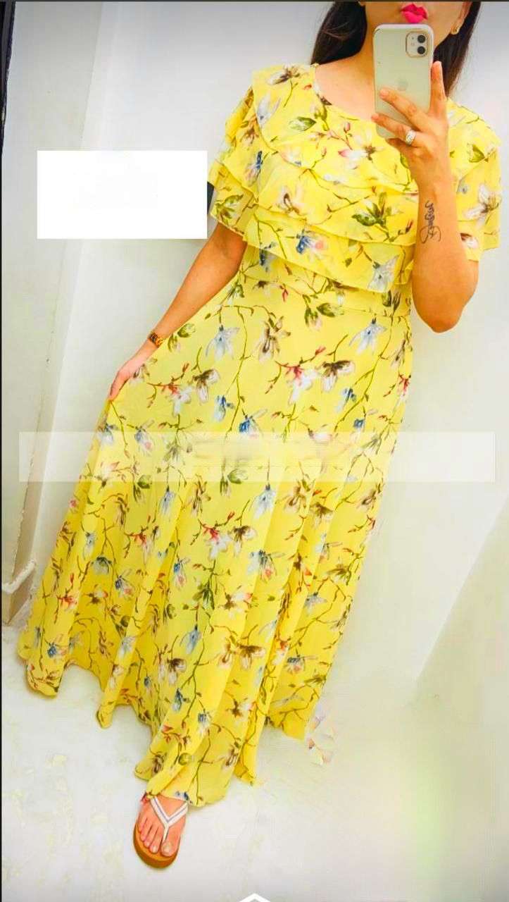 X-LADY 3 COLORS DESIGNER FAUX GEORGETTE DRESS 