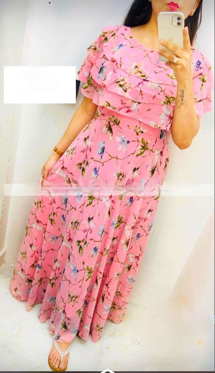 X-LADY 3 COLORS DESIGNER FAUX GEORGETTE DRESS 