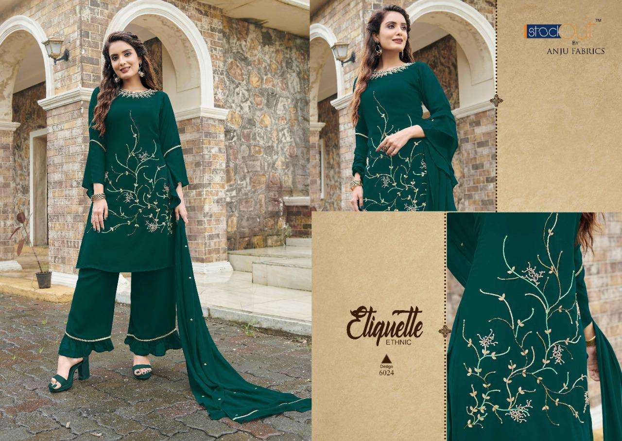anju fab sorted series 6021-6025 heavu faux georgette suit