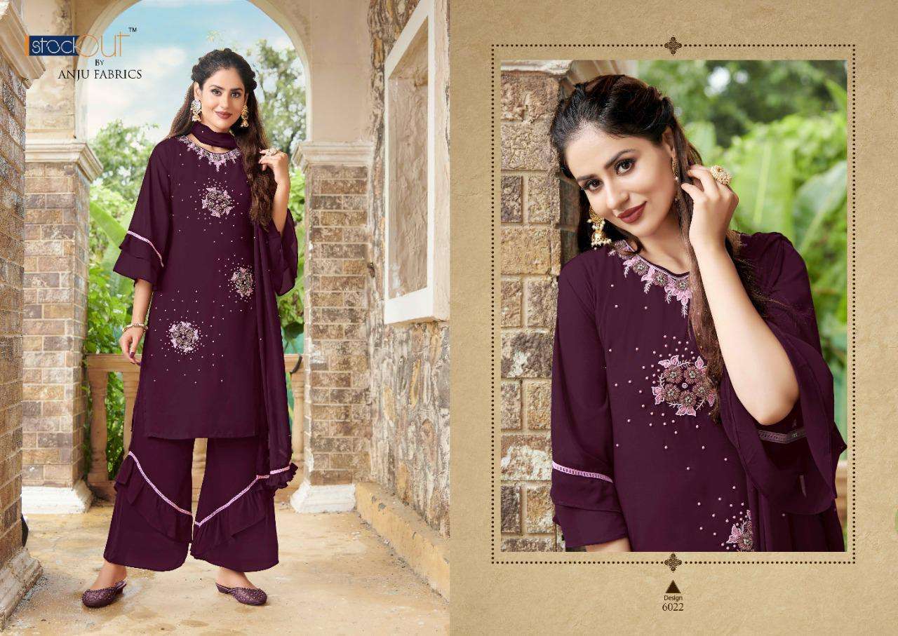 anju fab sorted series 6021-6025 heavu faux georgette suit