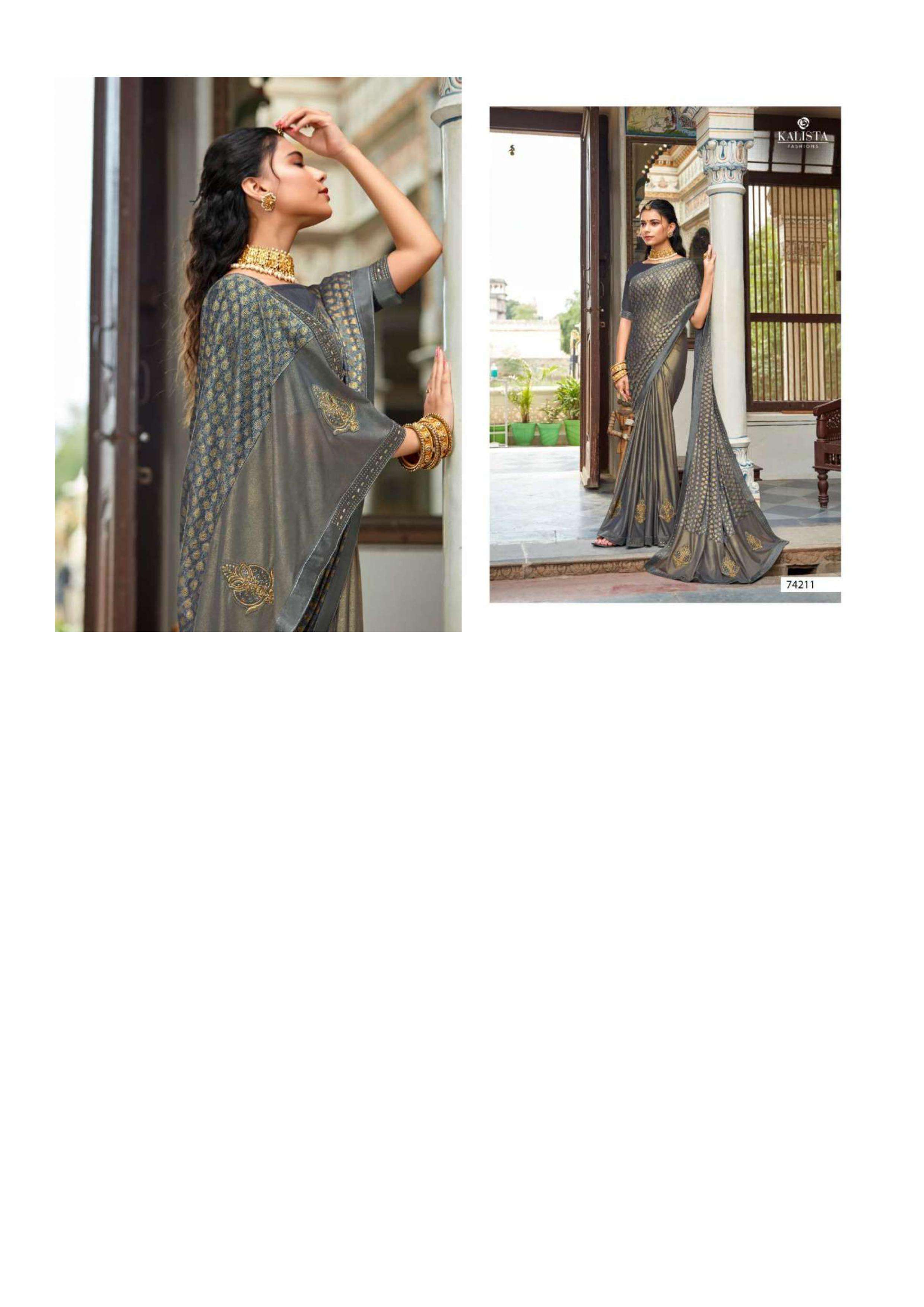 kalista cadbury vol 2 series 74207-74212 Heavy export quality Lycra with Foil saree