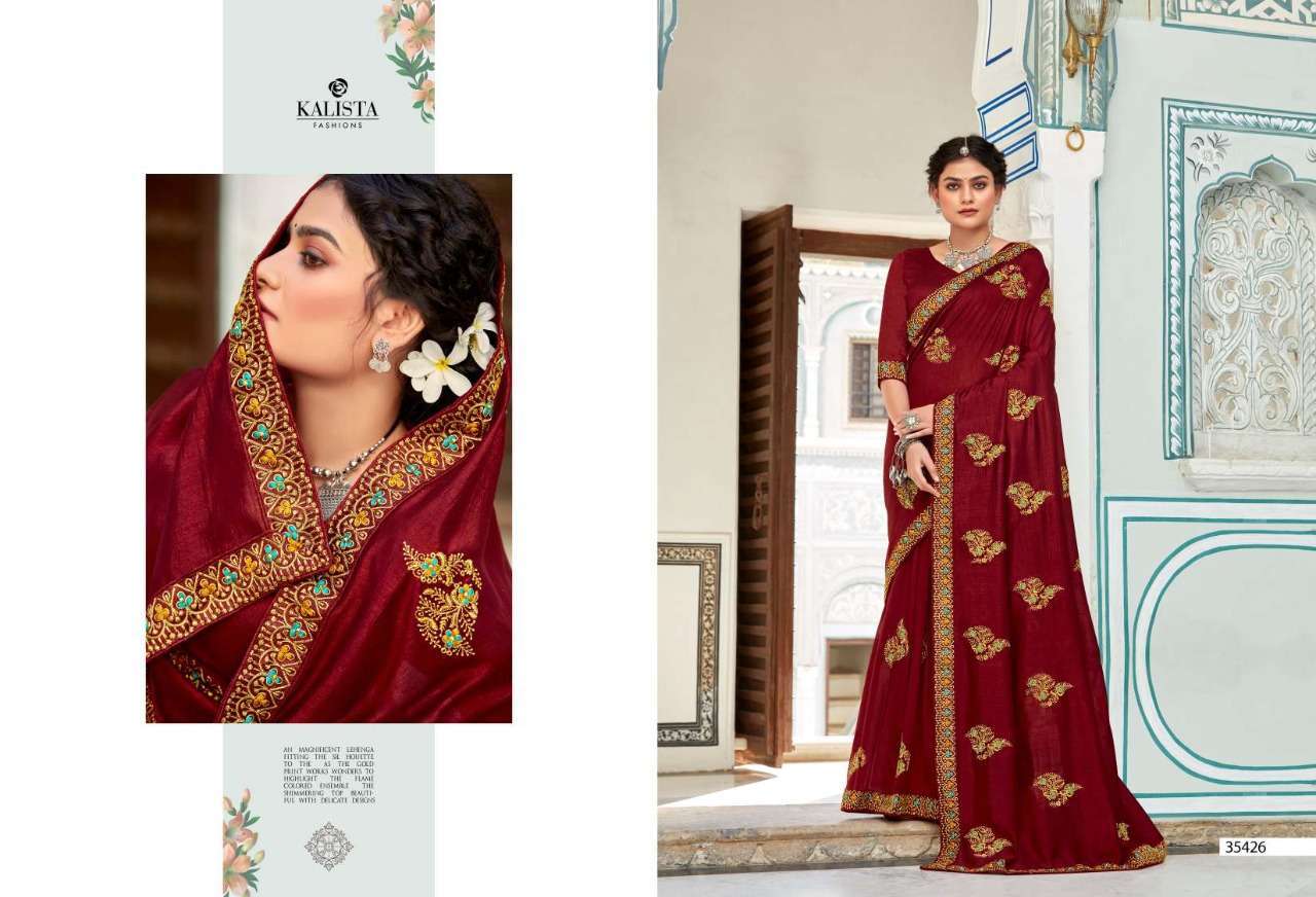 kalista fashions radhika series 35426-35433 vichitra with diamond saree