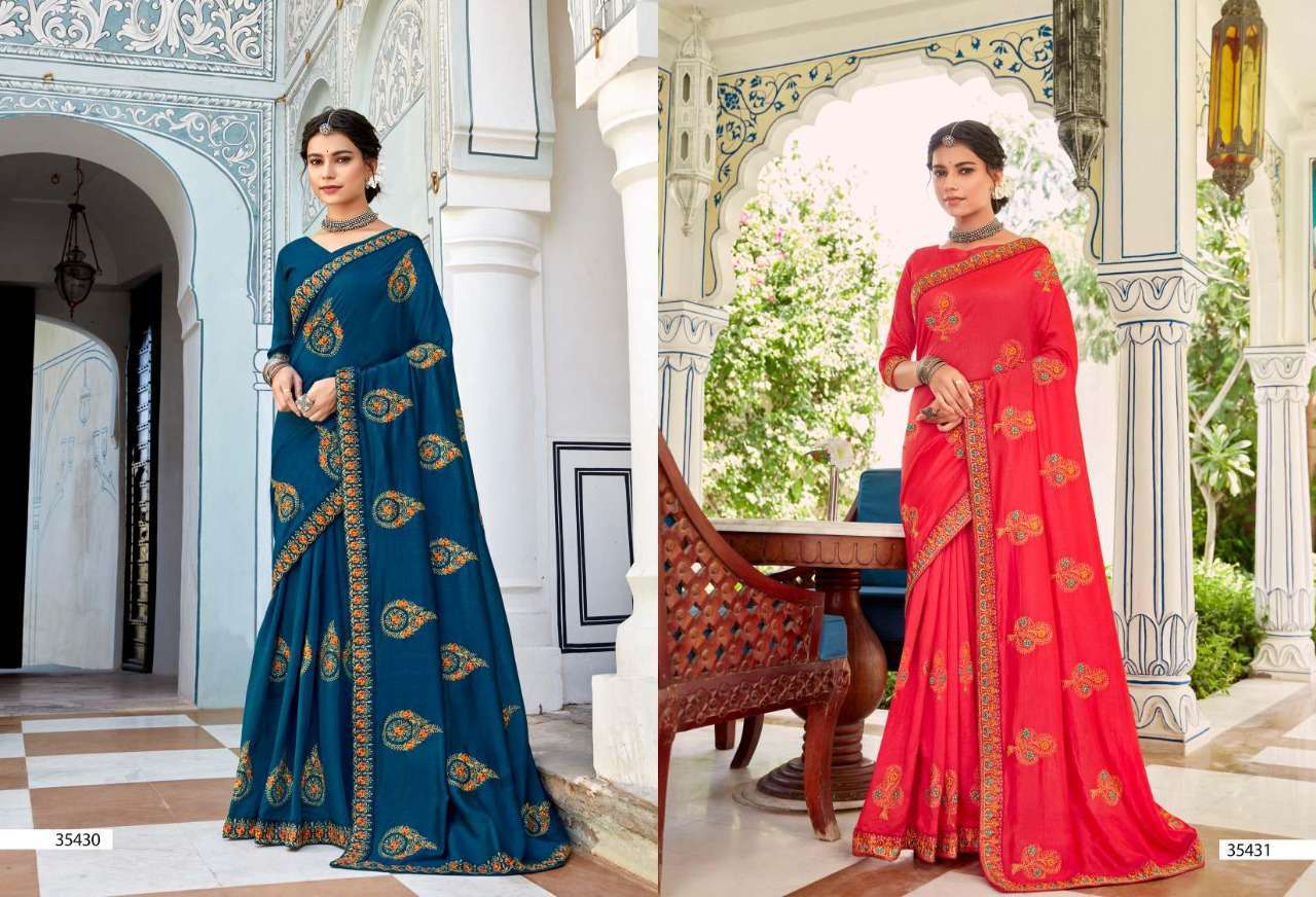 kalista fashions radhika series 35426-35433 vichitra with diamond saree