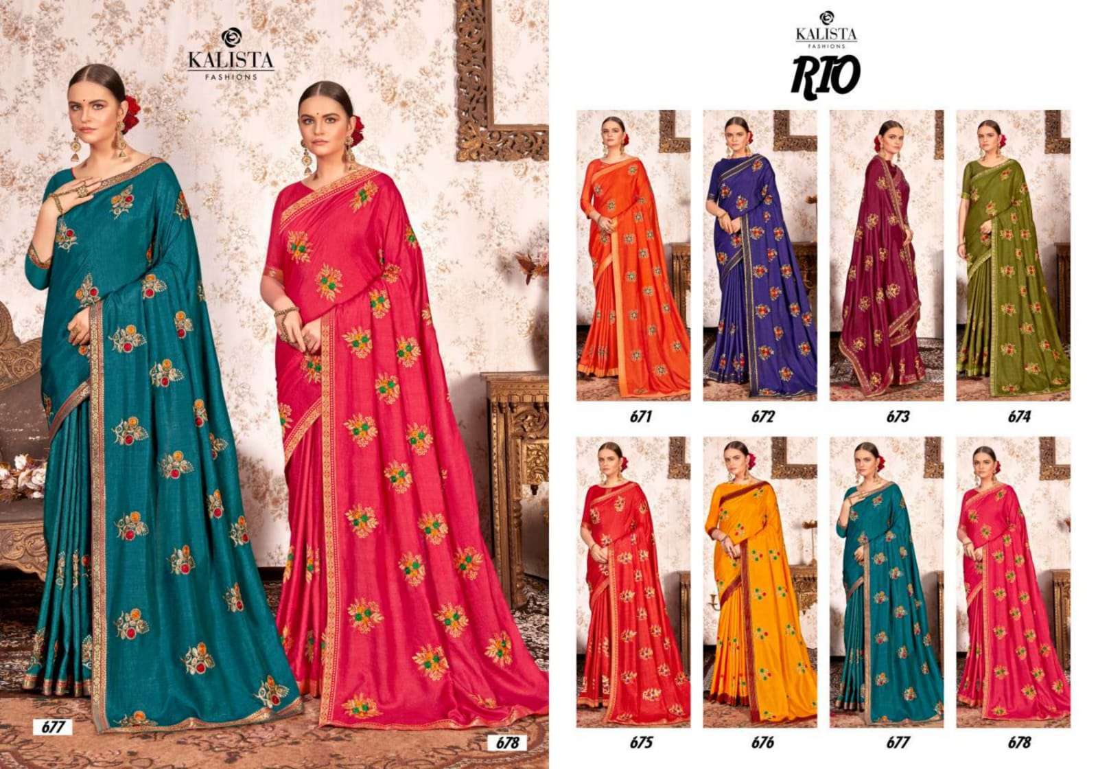 kalista rio series 671-678 vichitra with full work and lace saree