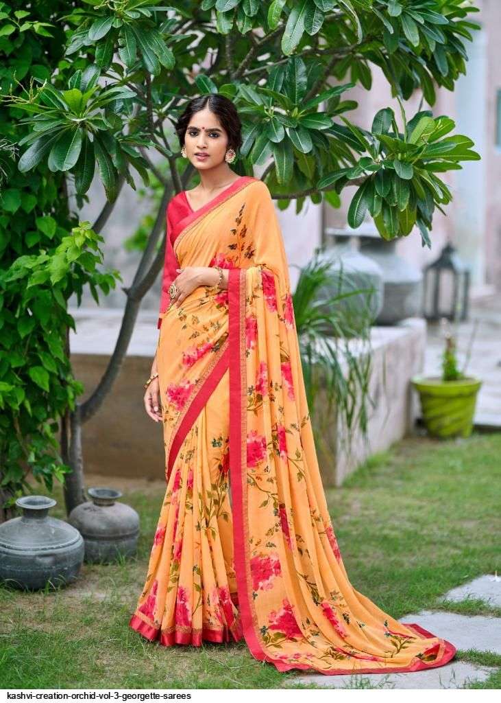 kashvi orchid vol 3 series 91001-91010 Major Georgette With Fancy Lace saree