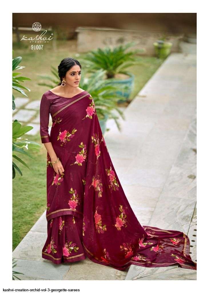 kashvi orchid vol 3 series 91001-91010 Major Georgette With Fancy Lace saree