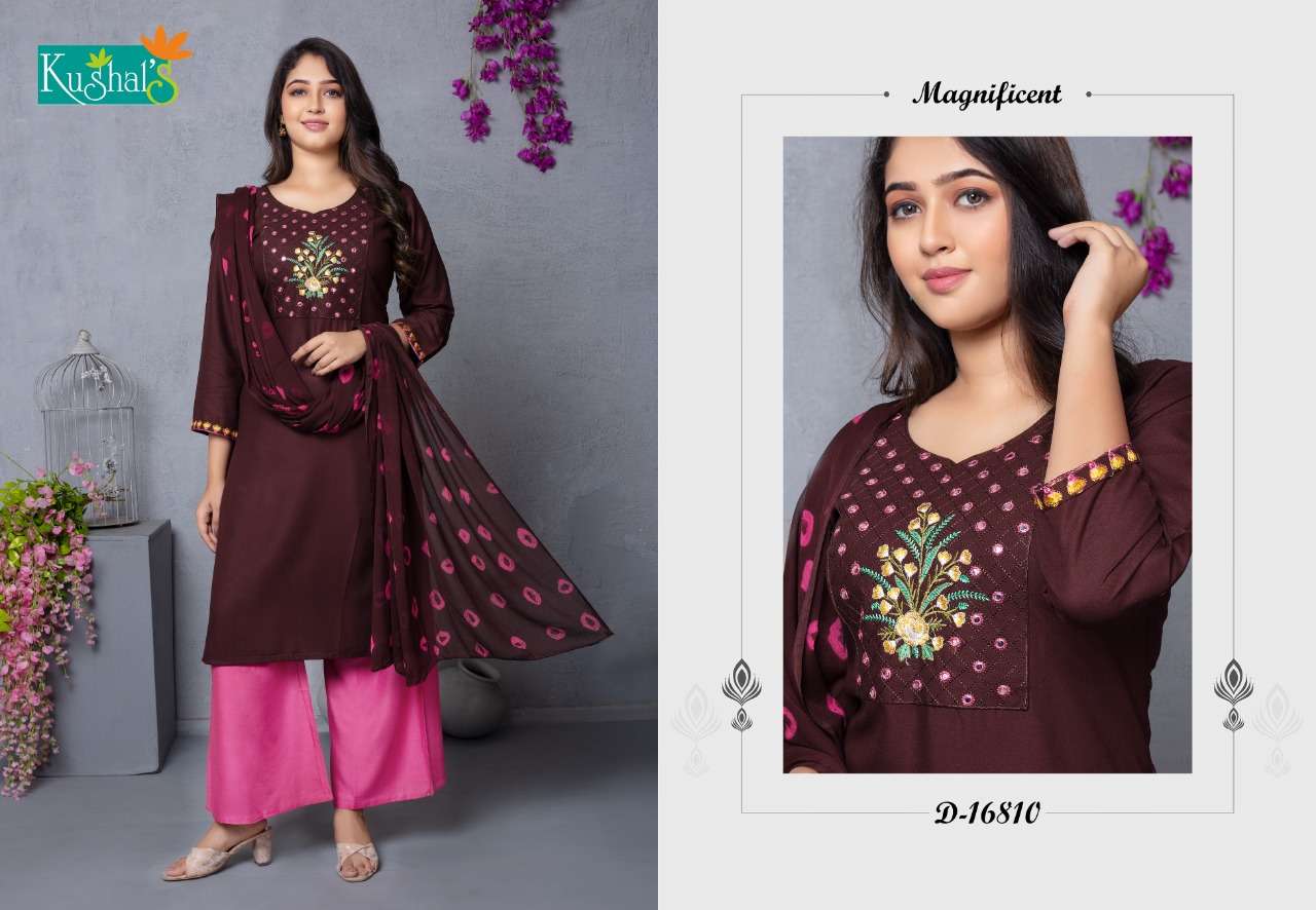kushal sanorita 16801-16810 Rayon Mirror Embroidery Work suit
