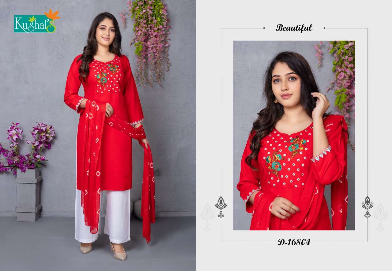 kushal sanorita 16801-16810 Rayon Mirror Embroidery Work suit
