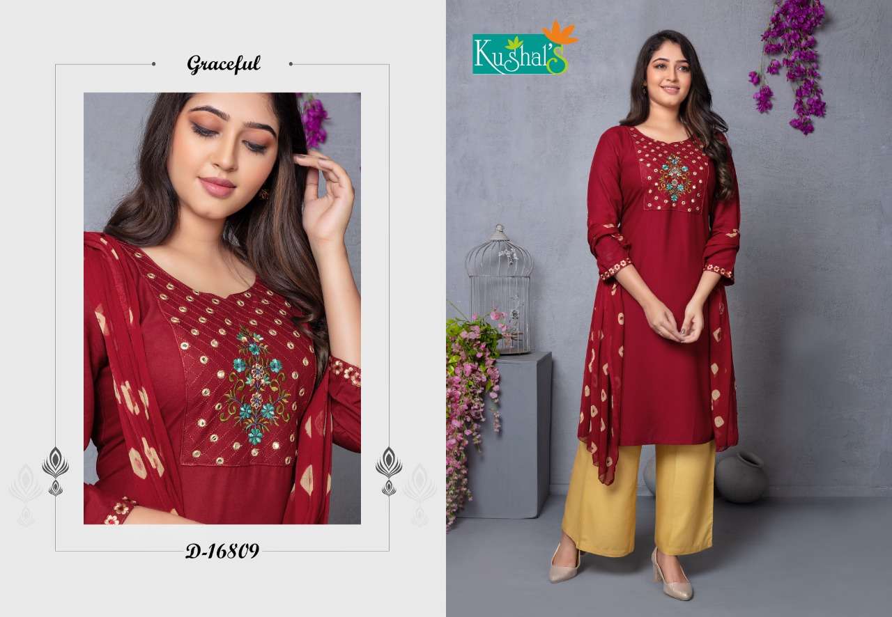 kushal sanorita 16801-16810 Rayon Mirror Embroidery Work suit