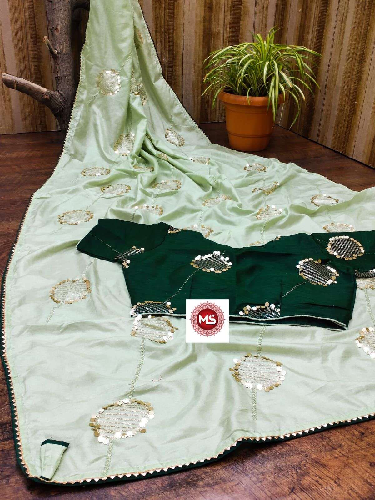 MS BRAND DOLA GOL BUTTA DESIGNER BANGLORI SILK SAREE 