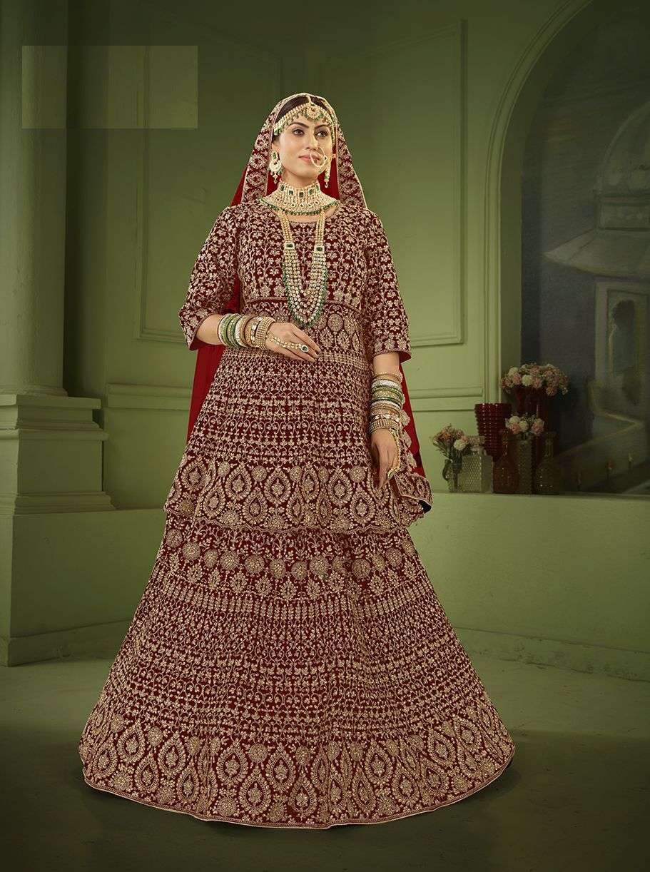 SENHORA PEPLUM BRIDAL HERITAGE VOL-8 DESIGNER 9000 HEAVY VELVET SUIT 