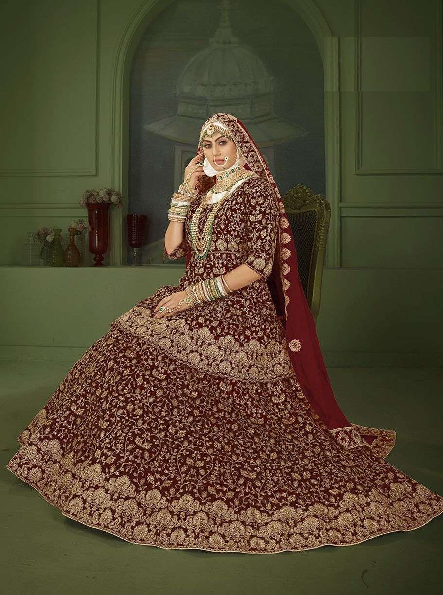 SENHORA PEPLUM BRIDAL HERITAGE VOL-8 DESIGNER 9000 HEAVY VELVET SUIT 