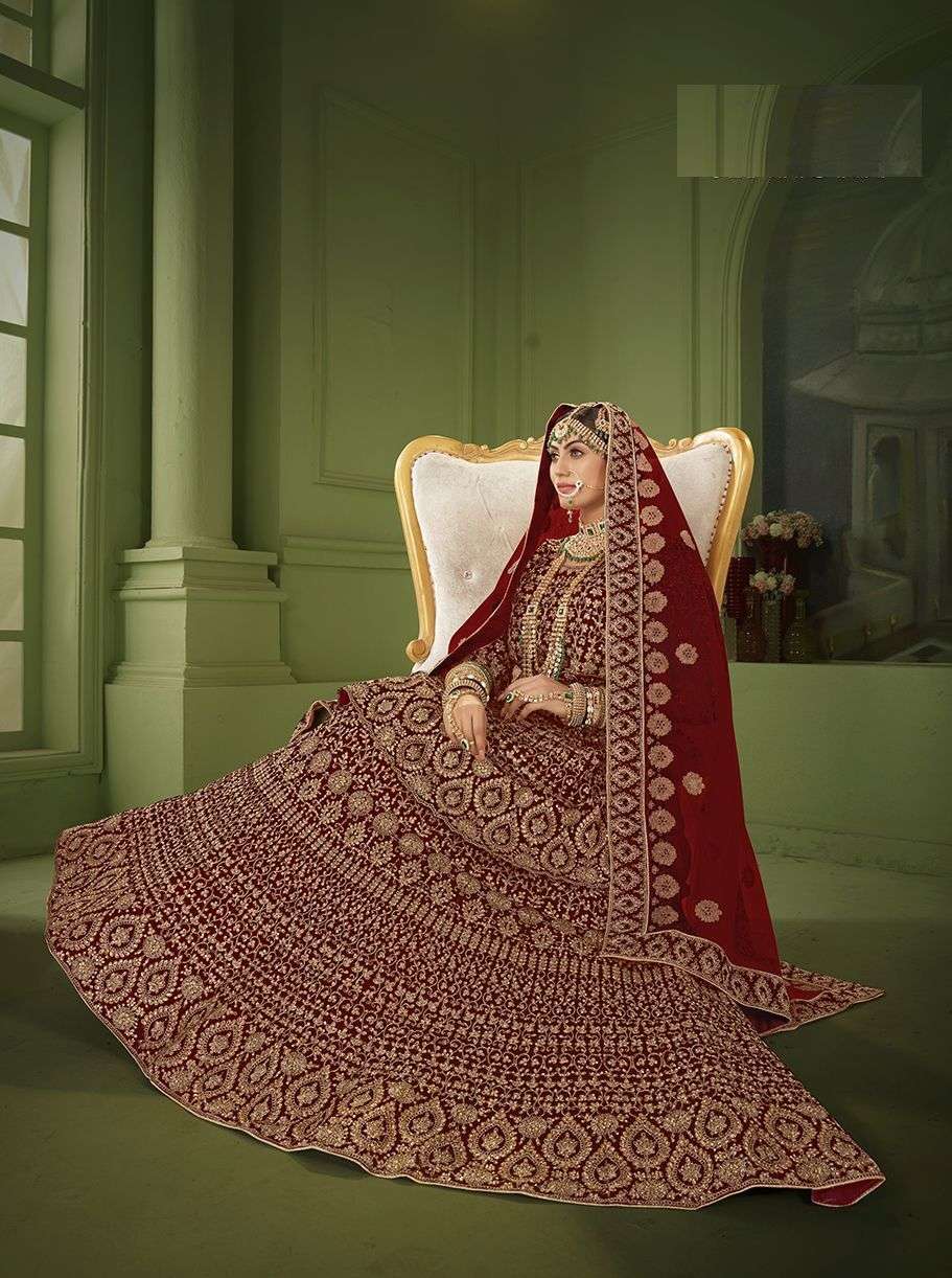 SENHORA PEPLUM BRIDAL HERITAGE VOL-8 DESIGNER 9000 HEAVY VELVET SUIT 