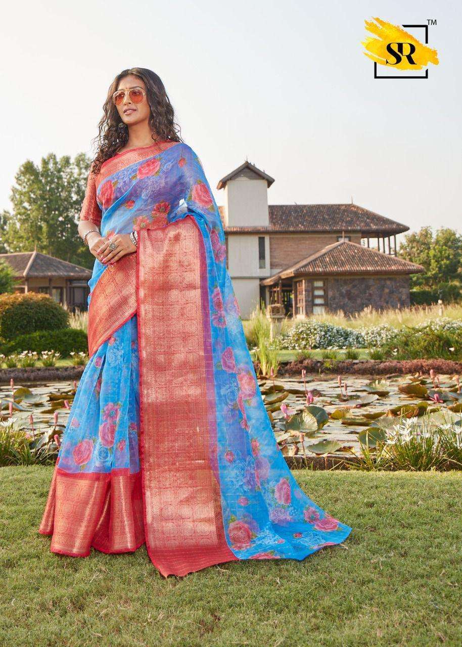 SR BRAND ORGANZA JAQUARD DESIGNER ORGANZA SAREE 