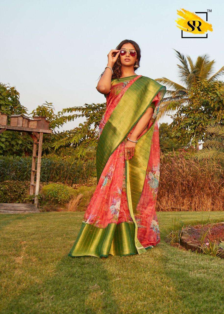 SR BRAND ORGANZA JAQUARD DESIGNER ORGANZA SAREE 