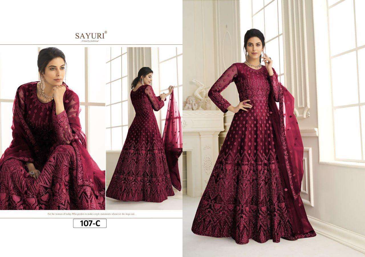 AASHIRWAD AARUSHI SAYURI 107 COLORS DESIGNER HEAVY NET SUIT 