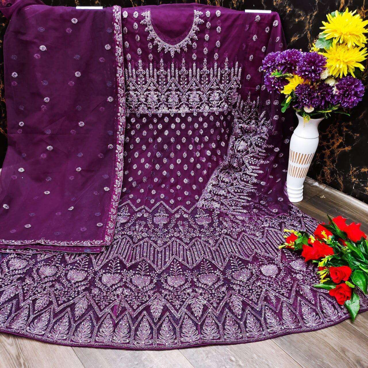 AASHIRWAD AARUSHI SAYURI 107 COLORS DESIGNER HEAVY NET SUIT 