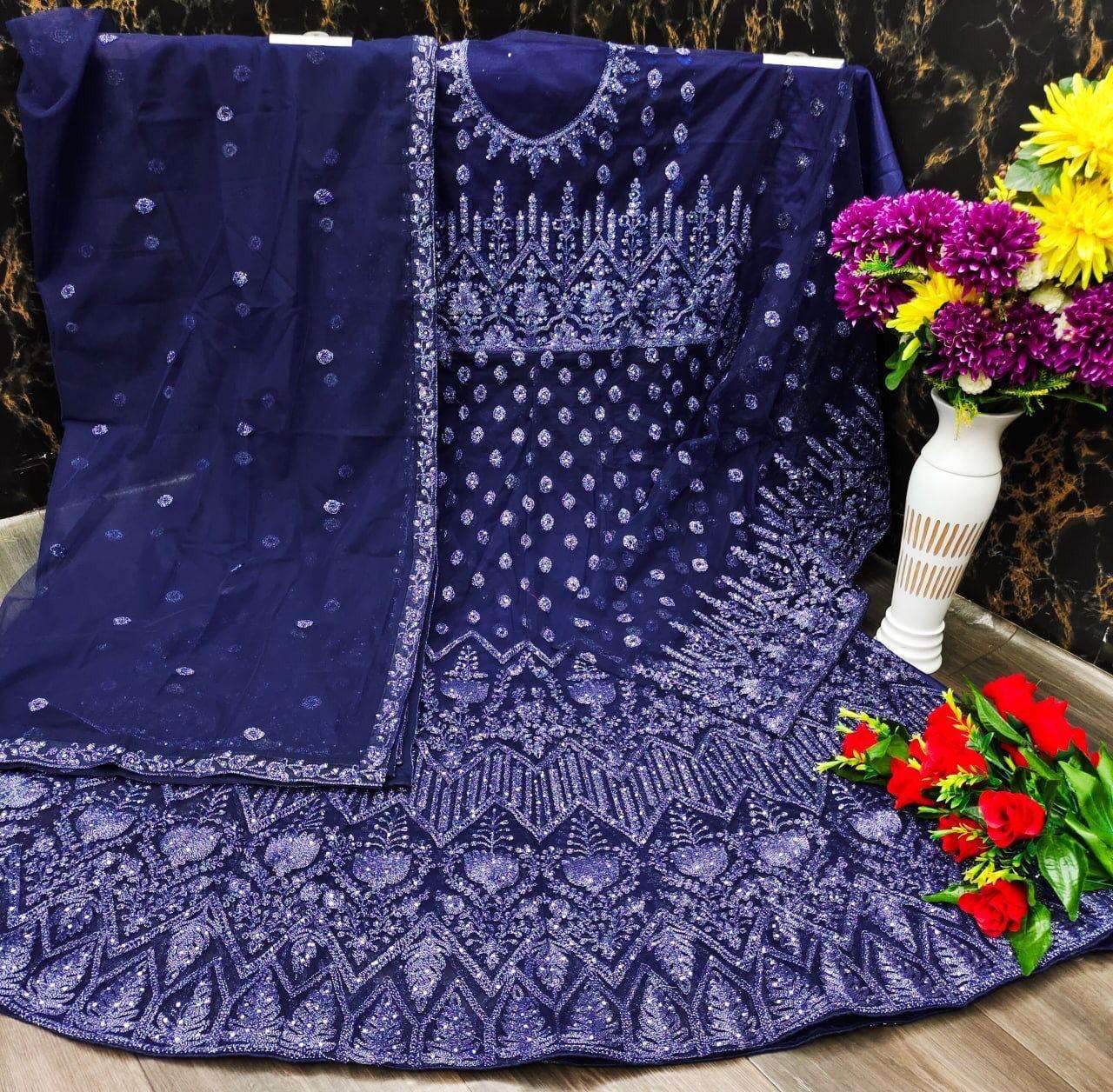 AASHIRWAD AARUSHI SAYURI 107 COLORS DESIGNER HEAVY NET SUIT 