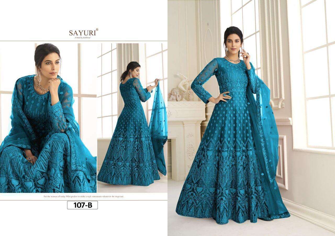 AASHIRWAD AARUSHI SAYURI 107 COLORS DESIGNER HEAVY NET SUIT 