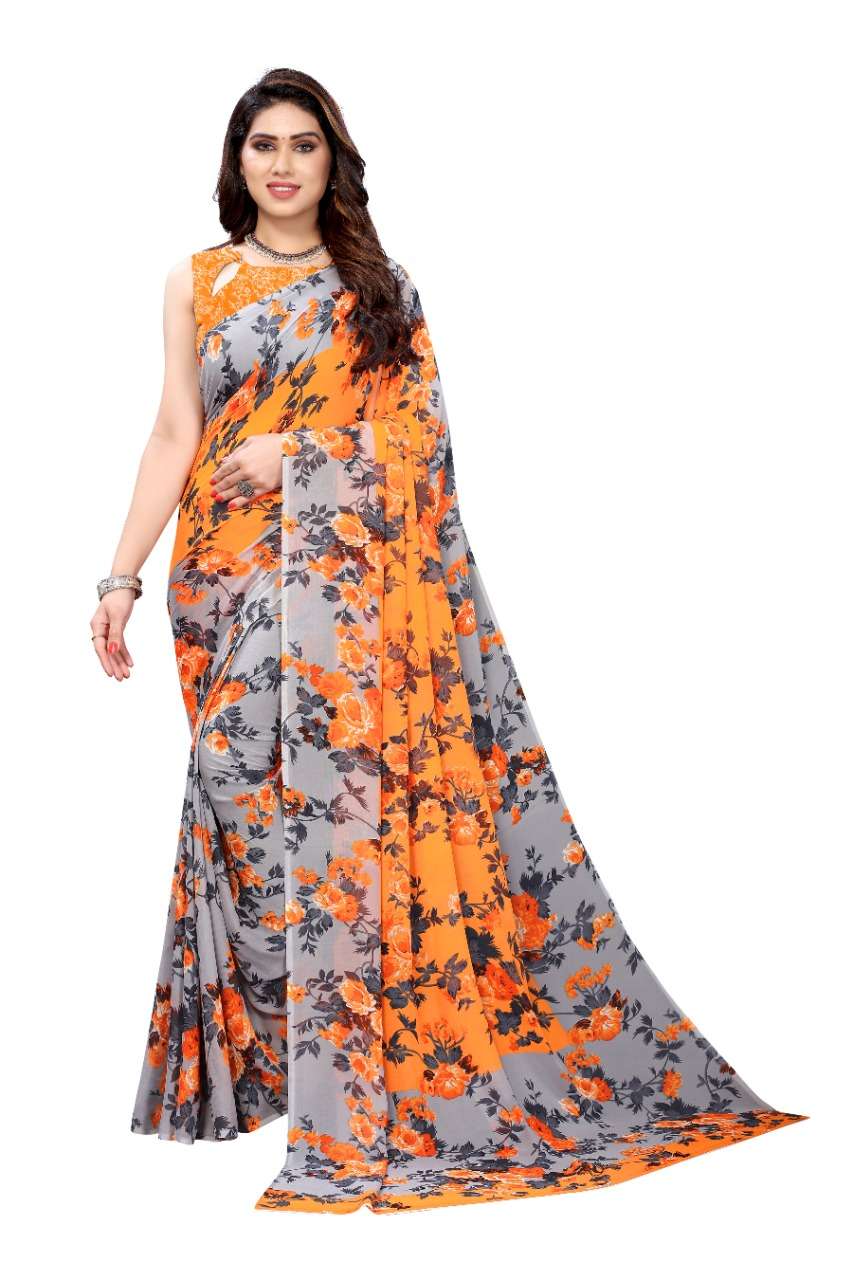  GEORGETTE  COLLECTION DESIGNER GEORGETTE PRINT SAREE WITH GEORGETTE BLOUSE 
