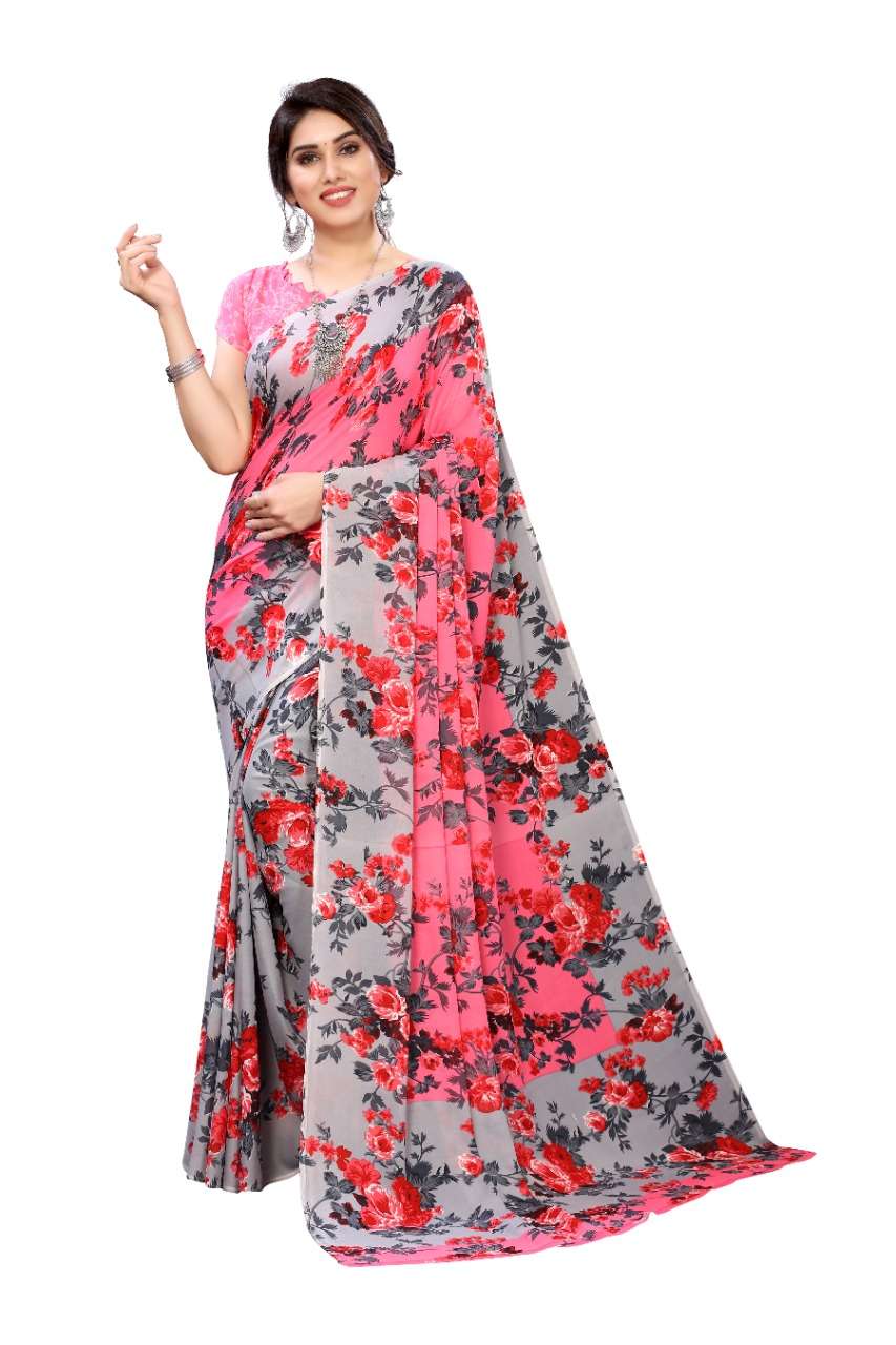  GEORGETTE  COLLECTION DESIGNER GEORGETTE PRINT SAREE WITH GEORGETTE BLOUSE 