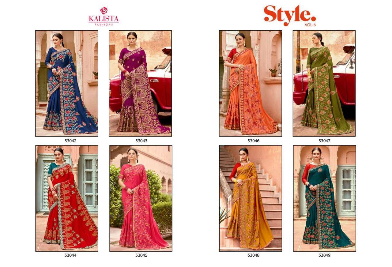 kalista style vol 6 series 53042-53049 vichitra silk saree