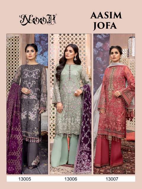 Noor Aasim Jofa series 13005-13007 Georgette Embroidery Work suit
