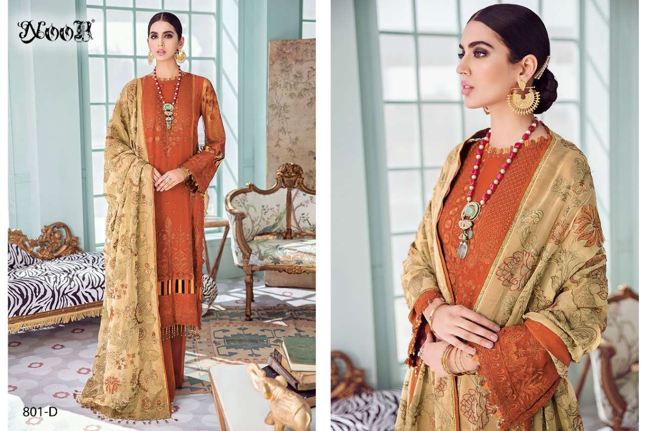 Noor Hit Colour-801 Faux Georgette With Self Embroidered Work suit