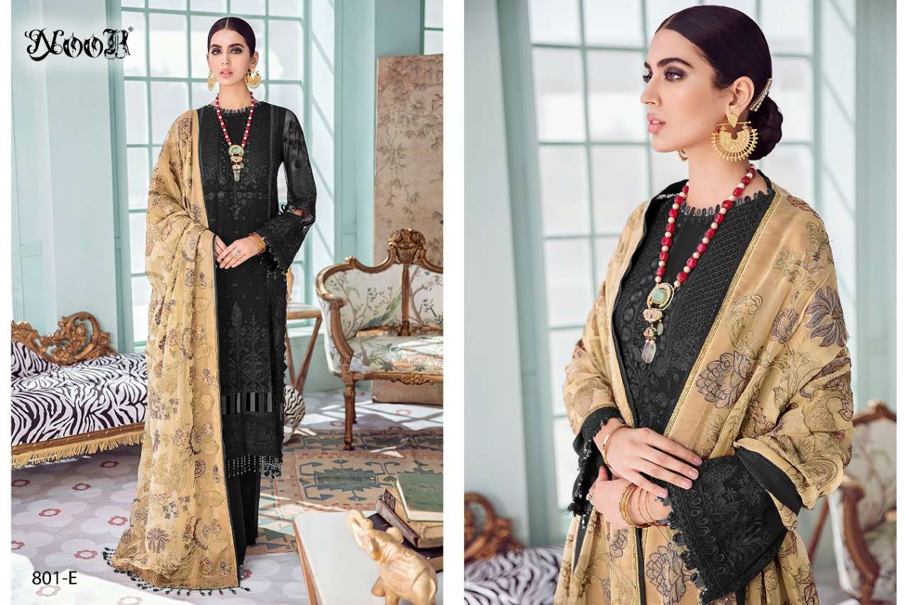 Noor Hit Colour-801 Faux Georgette With Self Embroidered Work suit