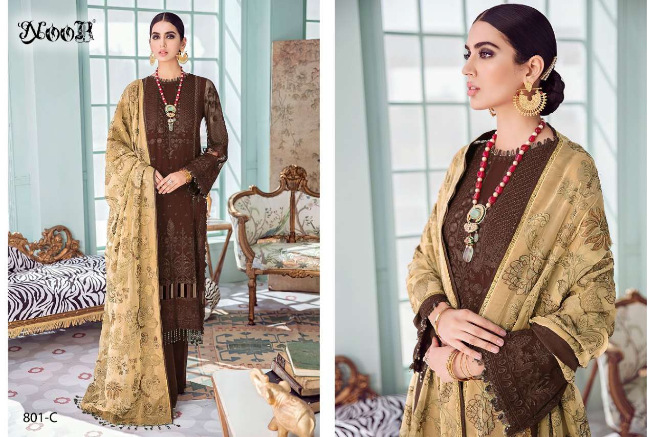 Noor Hit Colour-801 Faux Georgette With Self Embroidered Work suit