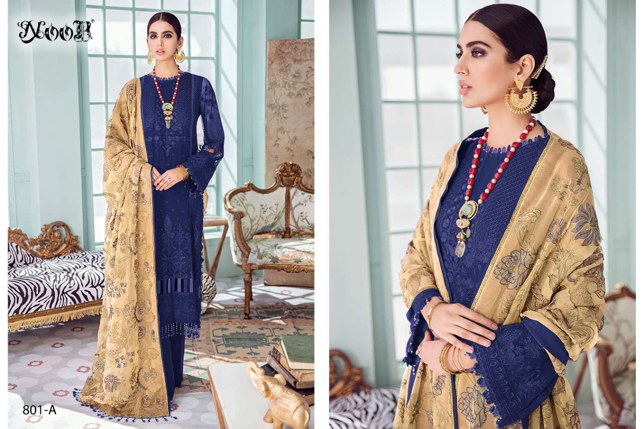 Noor Hit Colour-801 Faux Georgette With Self Embroidered Work suit